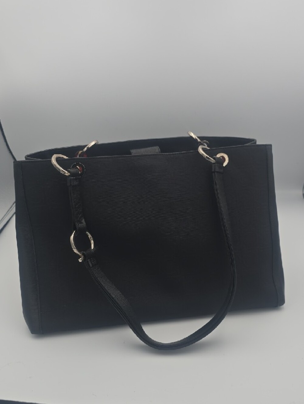 Salvatore Ferragamo Black Fabric/Leather Med Tote W Silver Hardware (EUC)(COA)🖤 - Picture 2 of 15